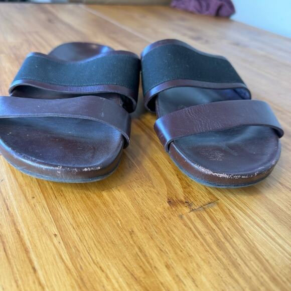 Everlane The Form Burgundy Wine Leather Two Strap Slide Sandals Size 10 - Picture 3 of 6